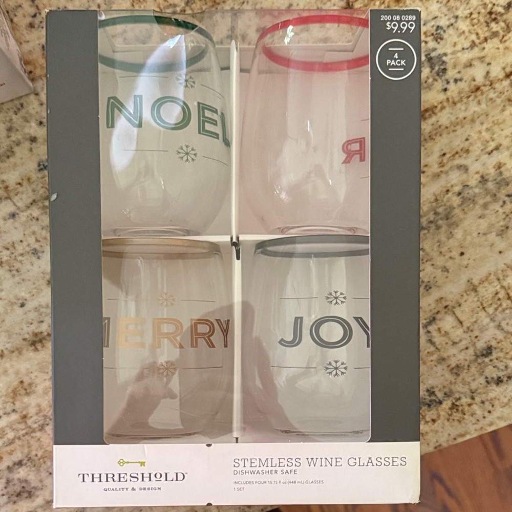 Threshold Festive Stemless Plastic Wine Glasses Set - Multicolor